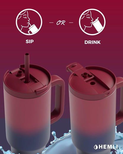 40 Oz Tumbler with Handle and Straw, Insulated Stainless Steel Tumbler with Leakproof 2-in-1 Lid, Reusable and Portable Water and Coffee Travel Mug, Vacuum Insulated