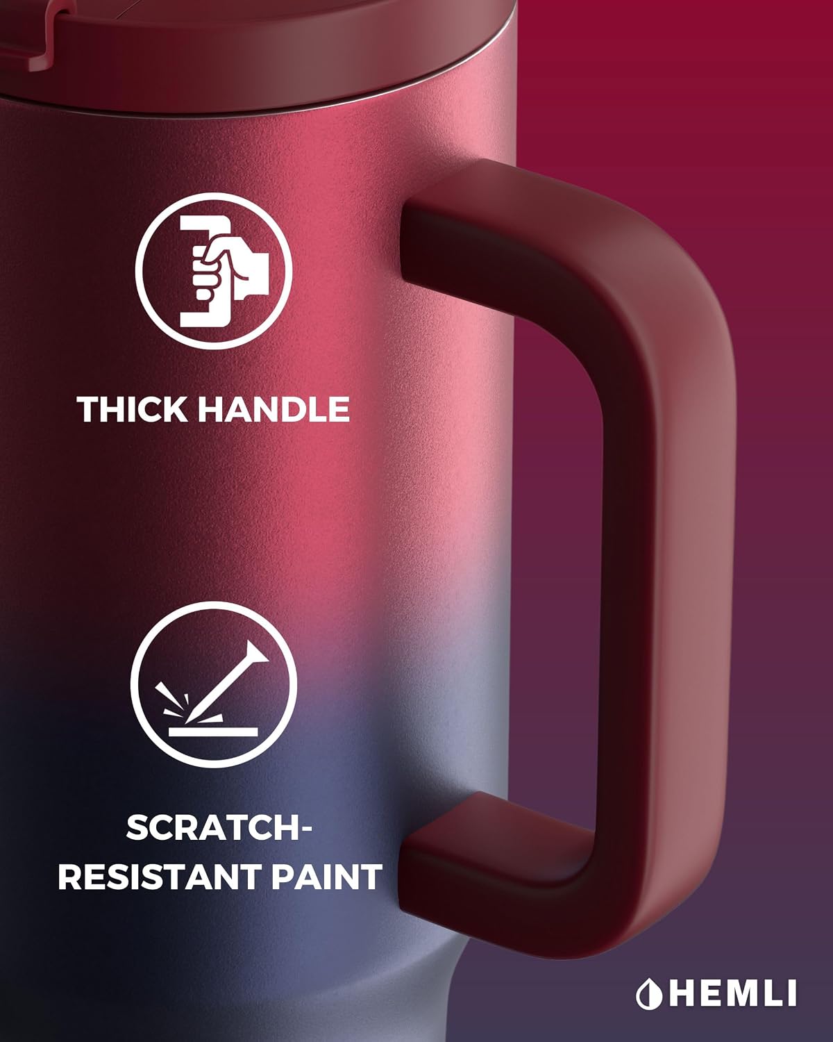 40 Oz Tumbler with Handle and Straw, Insulated Stainless Steel Tumbler with Leakproof 2-in-1 Lid, Reusable and Portable Water and Coffee Travel Mug, Vacuum Insulated