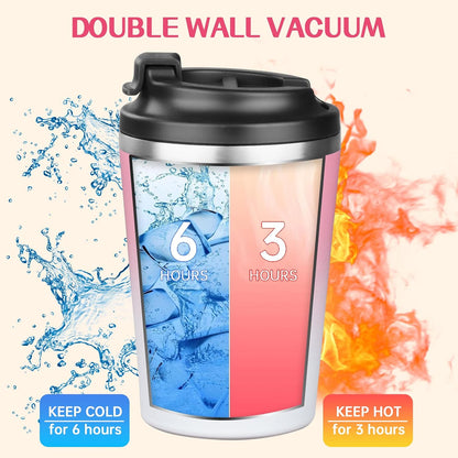 12 oz Coffee Mug Tumbler Internal ceramic coating Stainless Steel Vacuum Tumbler Travel Mug Spill Proof with Lid Proof Thermos Cups for Hot and Cold Drink(Pink to White)