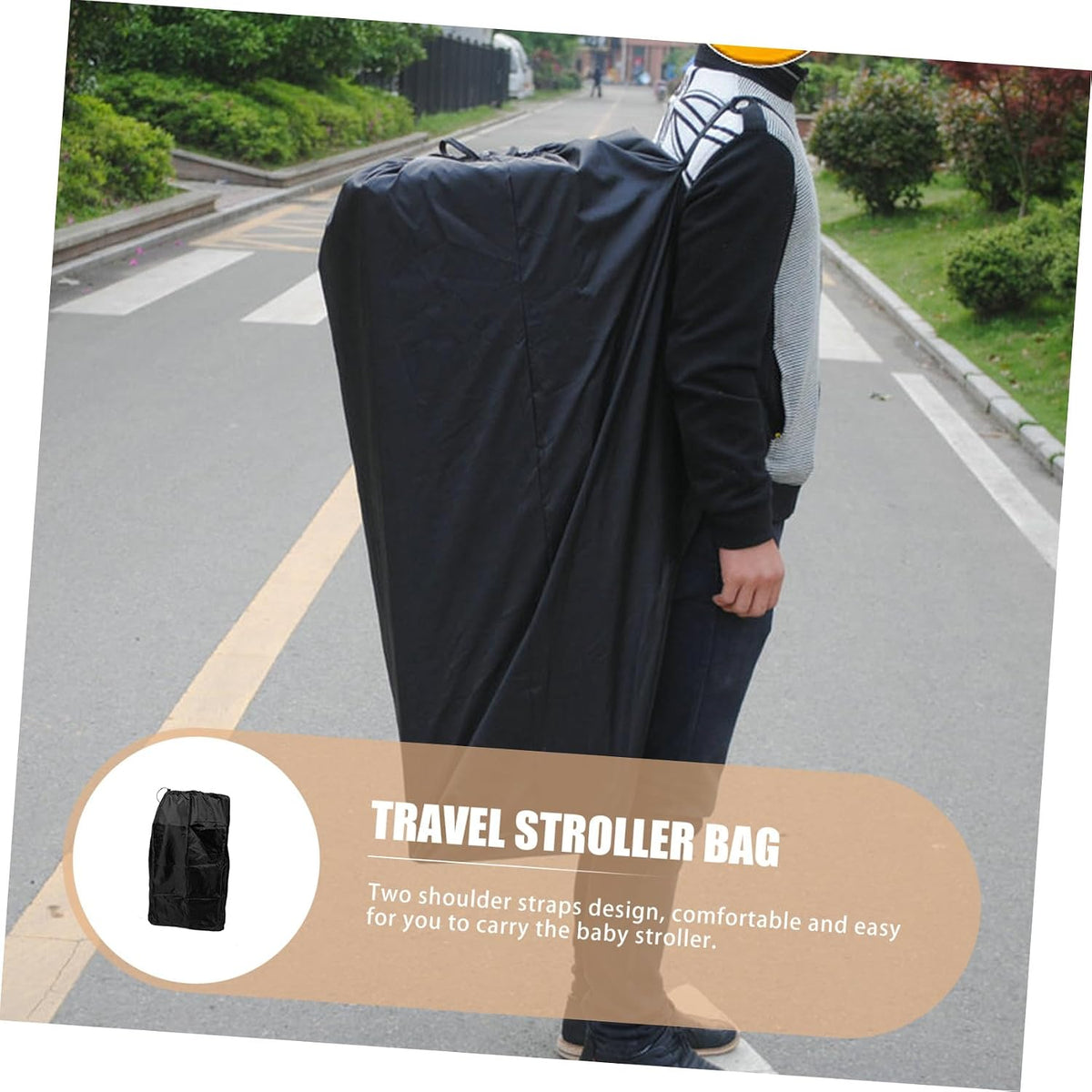 Stroller Travel Bag for Airplane Gate Check, Nylon Storage Pouch Black