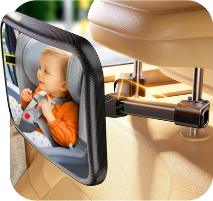 Baby Car Mirror for Rear Facing Car Seat, Patented Stable Hook Clip
