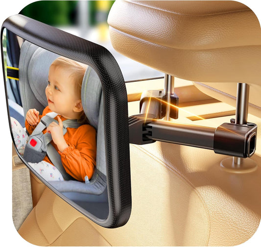 Baby Car Mirror for Rear Facing Car Seat, Patented Stable Hook Clip