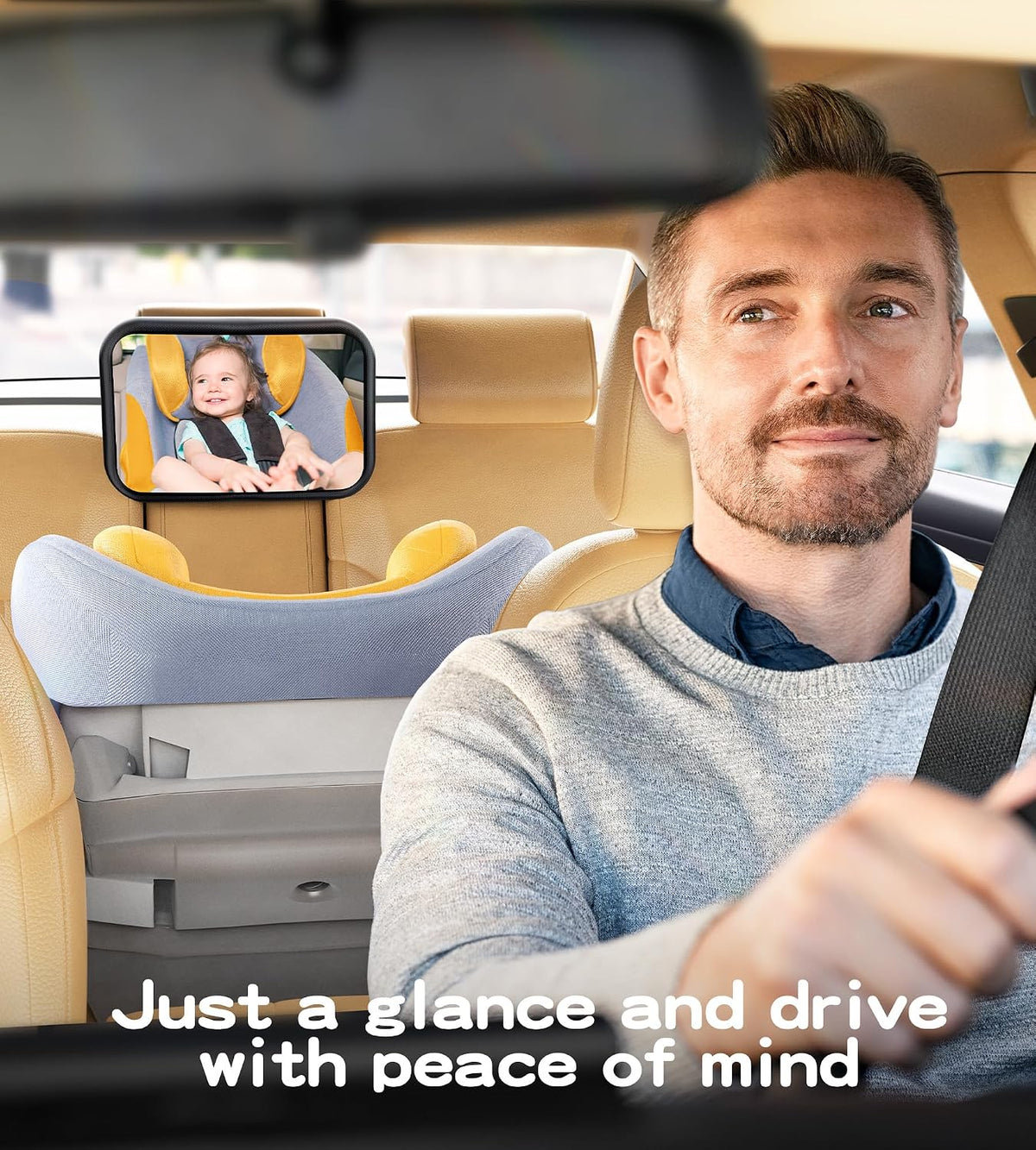 Baby Car Mirror for Rear Facing Car Seat, Patented Stable Hook Clip