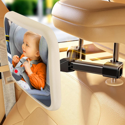 Baby Car Mirror for Rear Facing Car Seat, Patented Stable Hook Clip