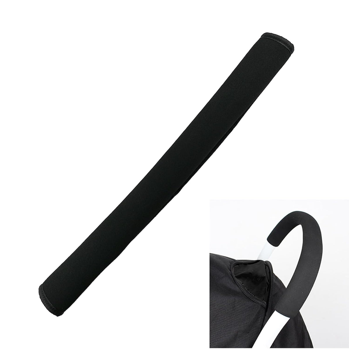 Universal Stroller Handle Sleeve Cover, Replacement Baby Stroller Handle Pads, Handle Sleeve Cover for Baby Stroller Pushchair, Pushchair Armrest Handle Protector Cover,18.9inch*6.3inch (Black)