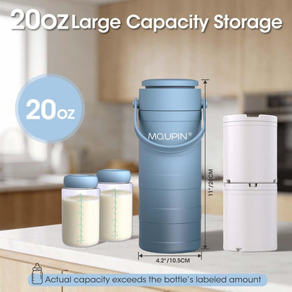 Breast Milk Cooler 20oz with Temperature Display 24Hours 360° Total Cooling Milk Bottle Storage Cooler Breast Milk Cooling Cup for Travel Outdoor (Blue)