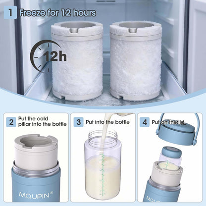 Breast Milk Cooler 20oz with Temperature Display 24Hours 360° Total Cooling Milk Bottle Storage Cooler Breast Milk Cooling Cup for Travel Outdoor (Blue)