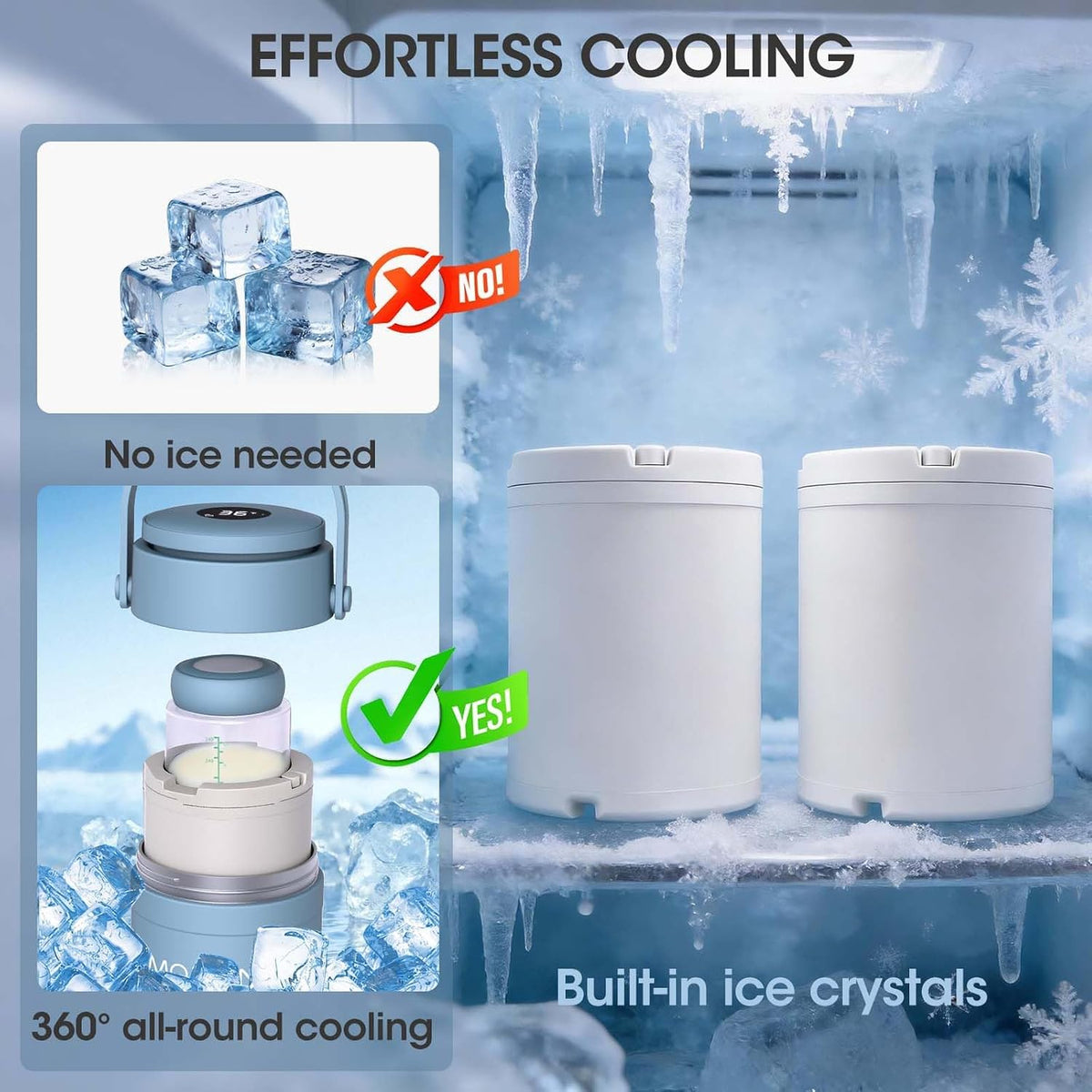 Breast Milk Cooler 20oz with Temperature Display 24Hours 360° Total Cooling Milk Bottle Storage Cooler Breast Milk Cooling Cup for Travel Outdoor (Blue)