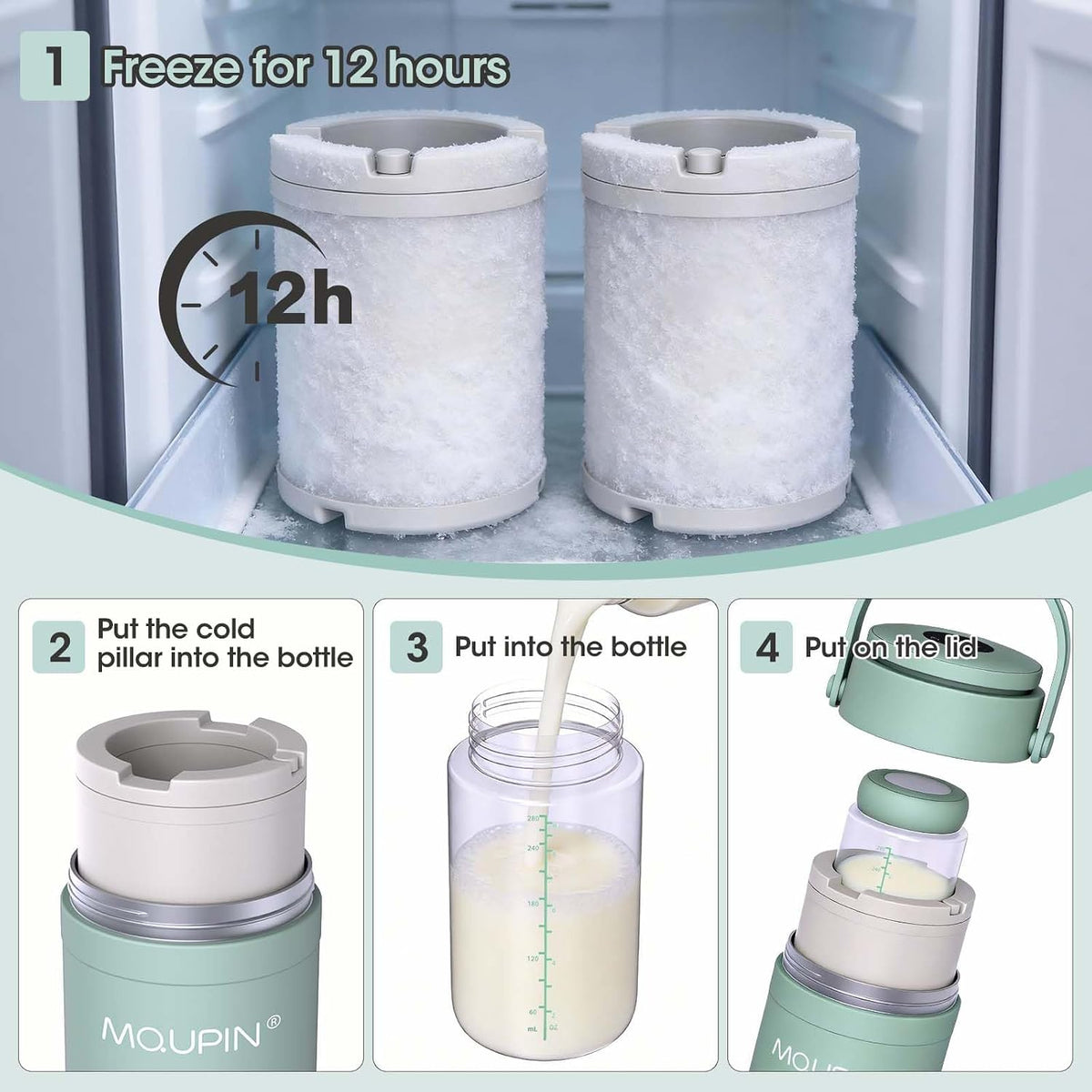 Breast Milk Cooler 20oz with Temperature Display 24Hours 360° Total Cooling Milk Bottle Storage Cooler Breast Milk Cooling Cup for Travel Outdoor (Blue)