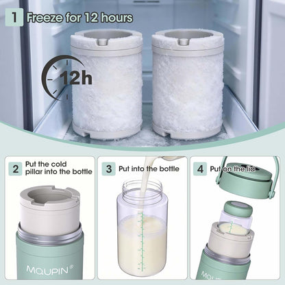 Breast Milk Cooler 20oz with Temperature Display 24Hours 360° Total Cooling Milk Bottle Storage Cooler Breast Milk Cooling Cup for Travel Outdoor (Blue)