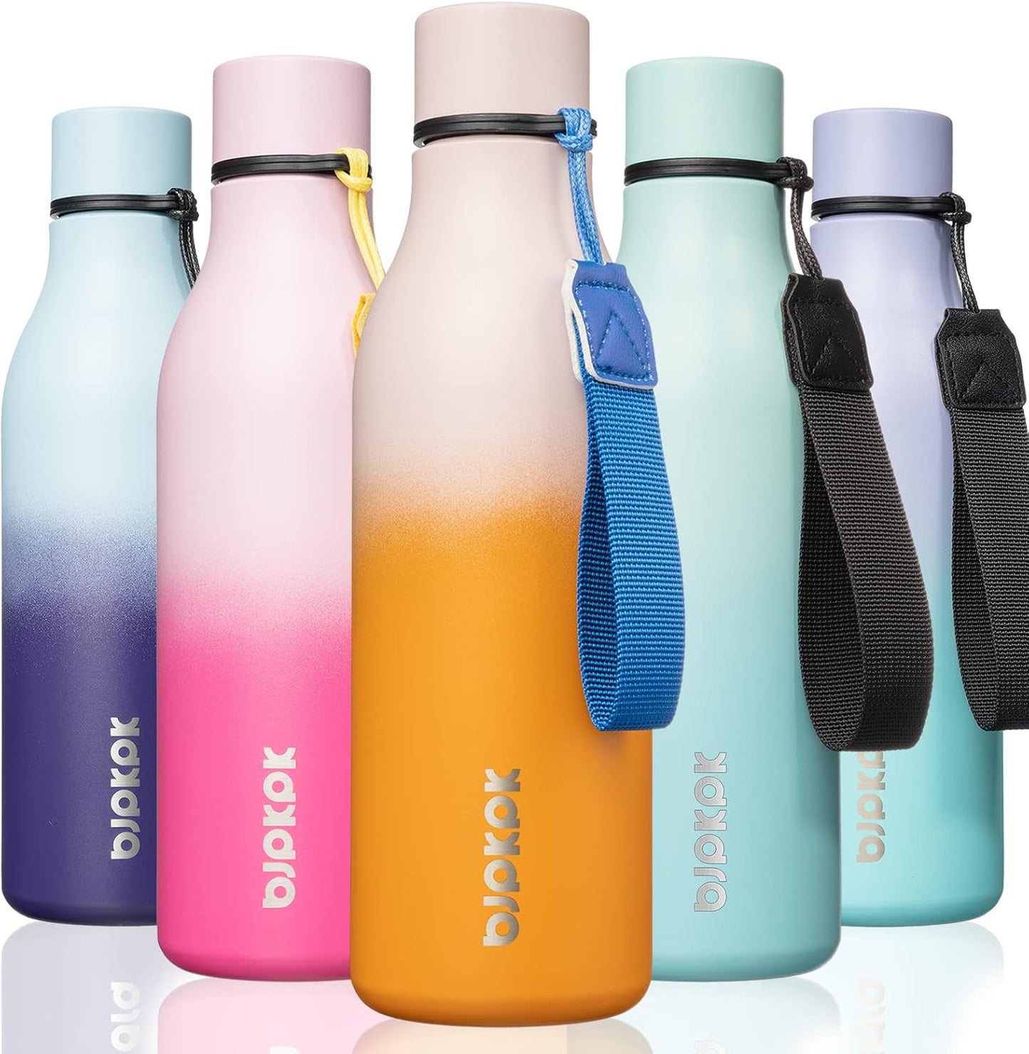 18oz Insulated Water Bottle, Stainless Steel Bottle with Carry Strap | Keep Cold & Hot Vacuum Insulation, Leak-Proof BPA-Free Design, Slim Bottle Fits Most Cup Holders for Gym, Office & Travel - Colors A