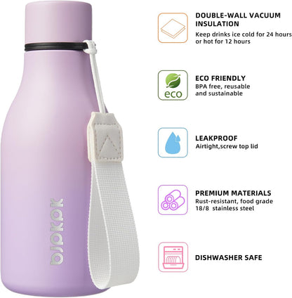 18oz Insulated Water Bottle, Stainless Steel Bottle with Carry Strap | Keep Cold & Hot Vacuum Insulation, Leak-Proof BPA-Free Design, Slim Bottle Fits Most Cup Holders for Gym, Office & Travel - Colors A