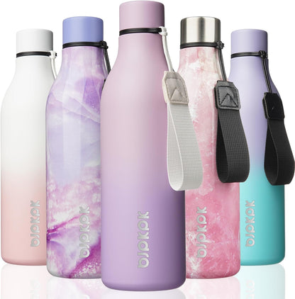 18oz Insulated Water Bottle, Stainless Steel Bottle with Carry Strap | Keep Cold & Hot Vacuum Insulation, Leak-Proof BPA-Free Design, Slim Bottle Fits Most Cup Holders for Gym, Office & Travel - Colors A