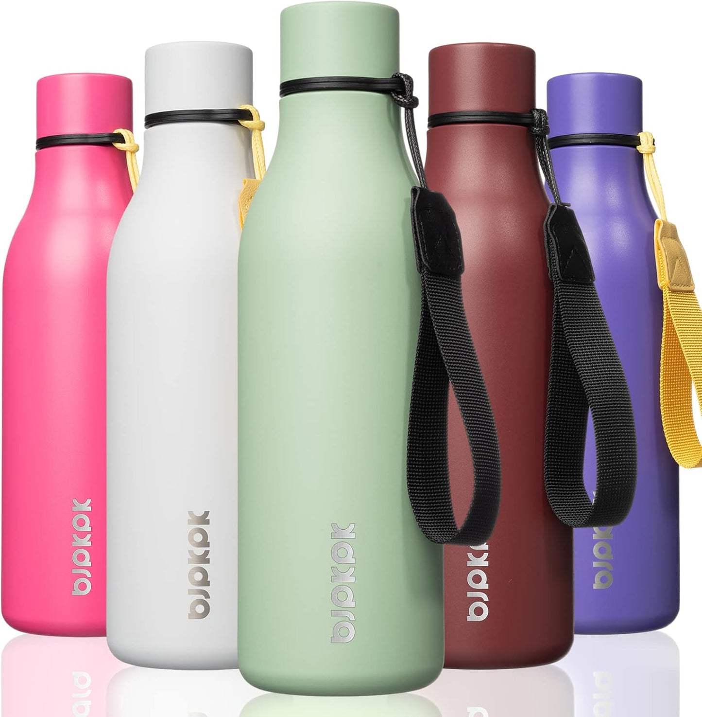 18oz Insulated Water Bottle, Stainless Steel Bottle with Carry Strap | Keep Cold & Hot Vacuum Insulation, Leak-Proof BPA-Free Design, Slim Bottle Fits Most Cup Holders for Gym, Office & Travel - Colors A
