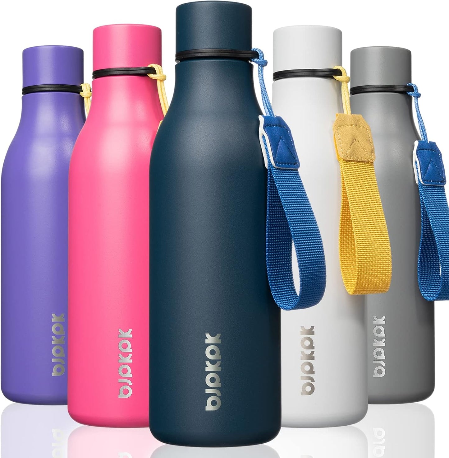 18oz Insulated Water Bottle, Stainless Steel Bottle with Carry Strap | Keep Cold & Hot Vacuum Insulation, Leak-Proof BPA-Free Design, Slim Bottle Fits Most Cup Holders for Gym, Office & Travel - Colors A