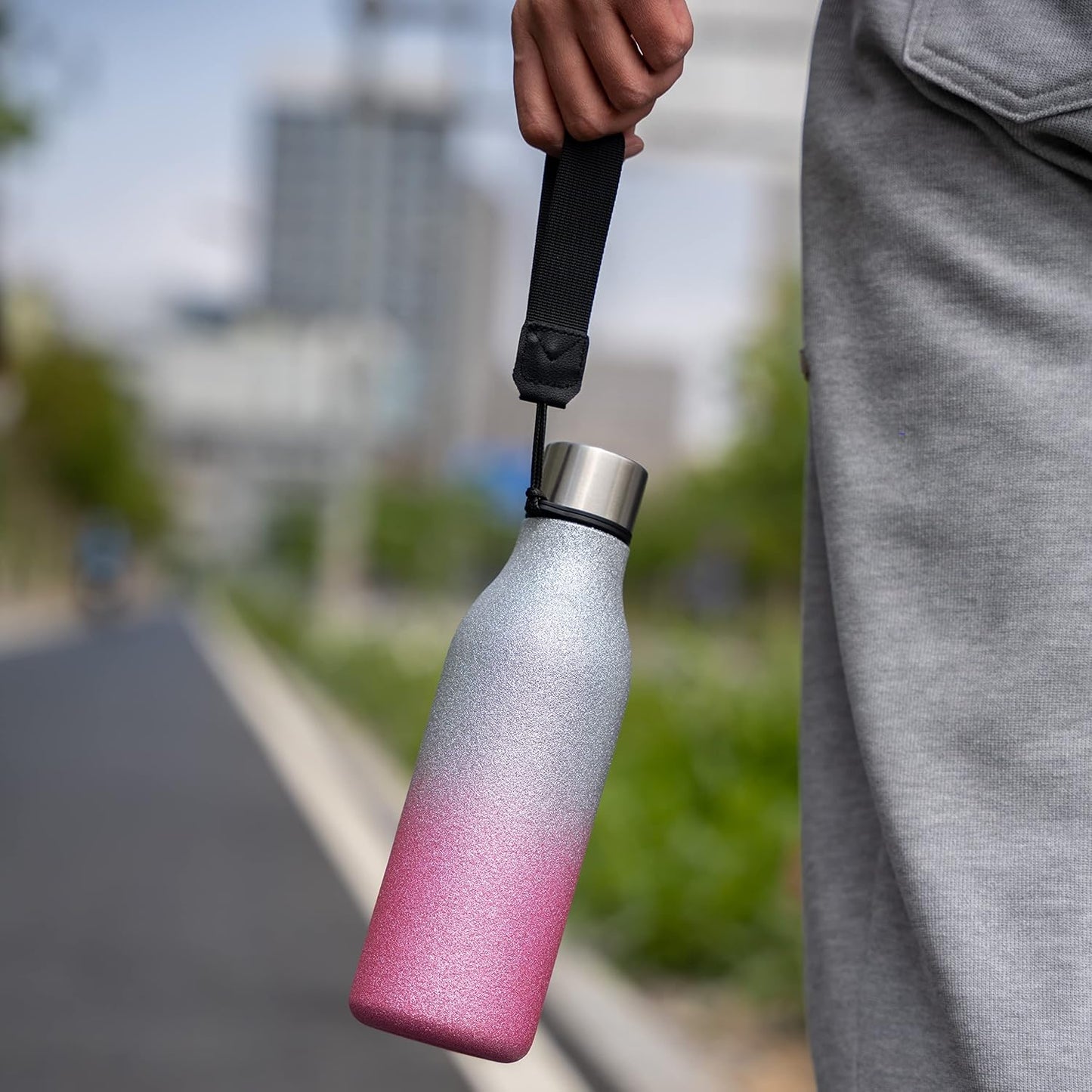18oz Insulated Water Bottle, Stainless Steel Bottle with Carry Strap | Keep Cold & Hot Vacuum Insulation, Leak-Proof BPA-Free Design, Slim Bottle Fits Most Cup Holders for Gym, Office & Travel - Colors A
