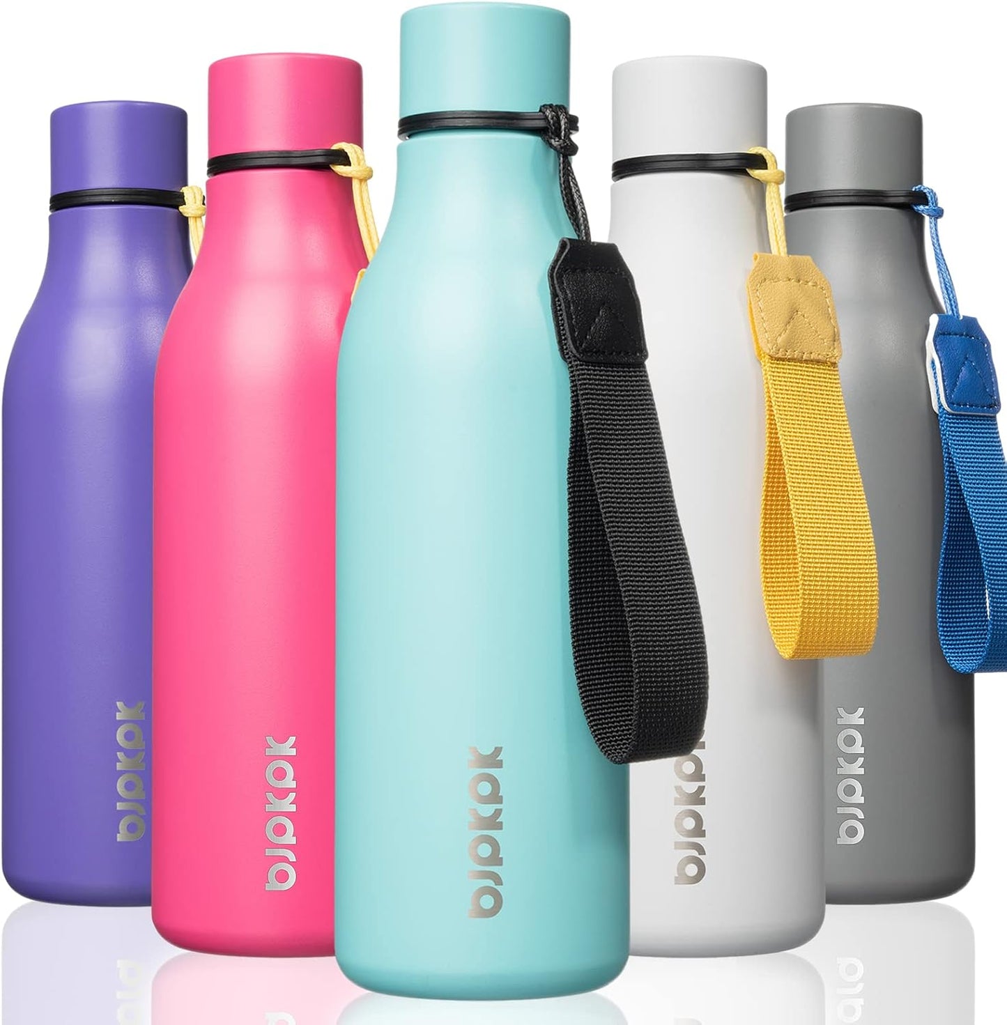 18oz Insulated Water Bottle, Stainless Steel Bottle with Carry Strap | Keep Cold & Hot Vacuum Insulation, Leak-Proof BPA-Free Design, Slim Bottle Fits Most Cup Holders for Gym, Office & Travel - Colors A