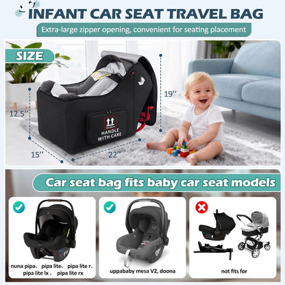 Infant Car Seat Travel Bag for Airplane Padded Car Seat Backpack
