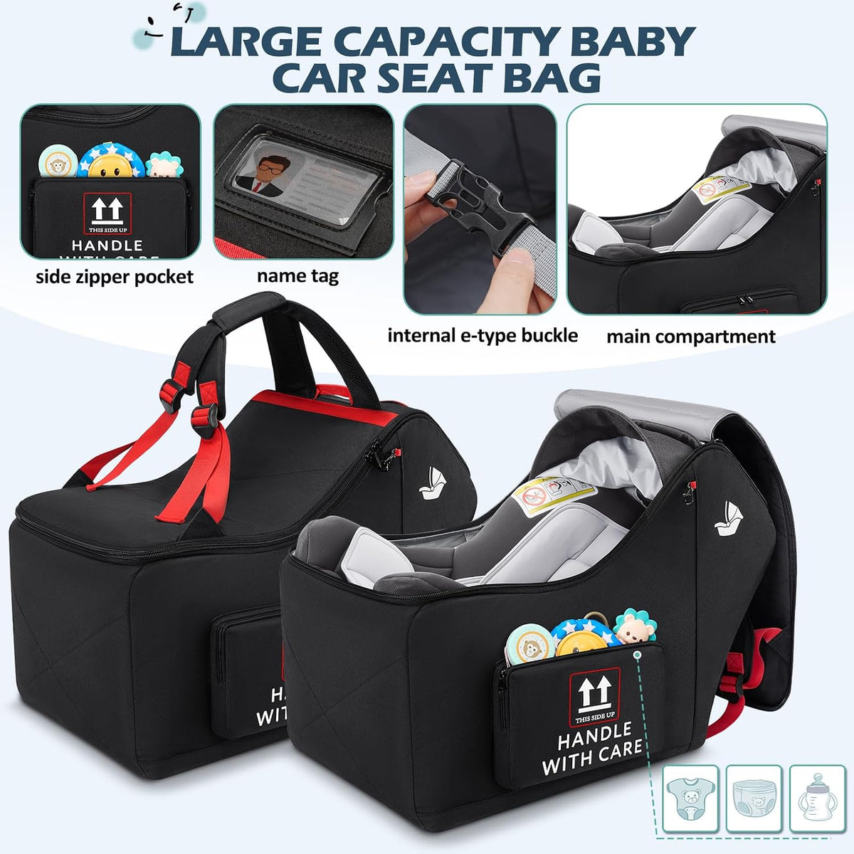 Infant Car Seat Travel Bag for Airplane Padded Car Seat Backpack