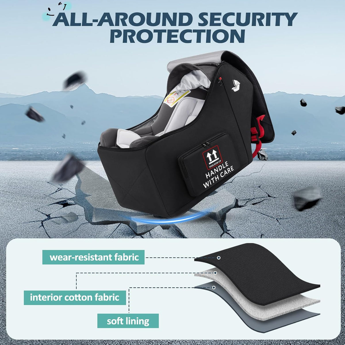 Infant Car Seat Travel Bag for Airplane Padded Car Seat Backpack