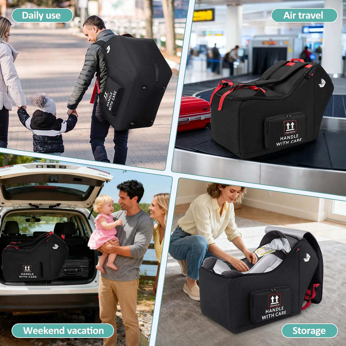 Infant Car Seat Travel Bag for Airplane Padded Car Seat Backpack