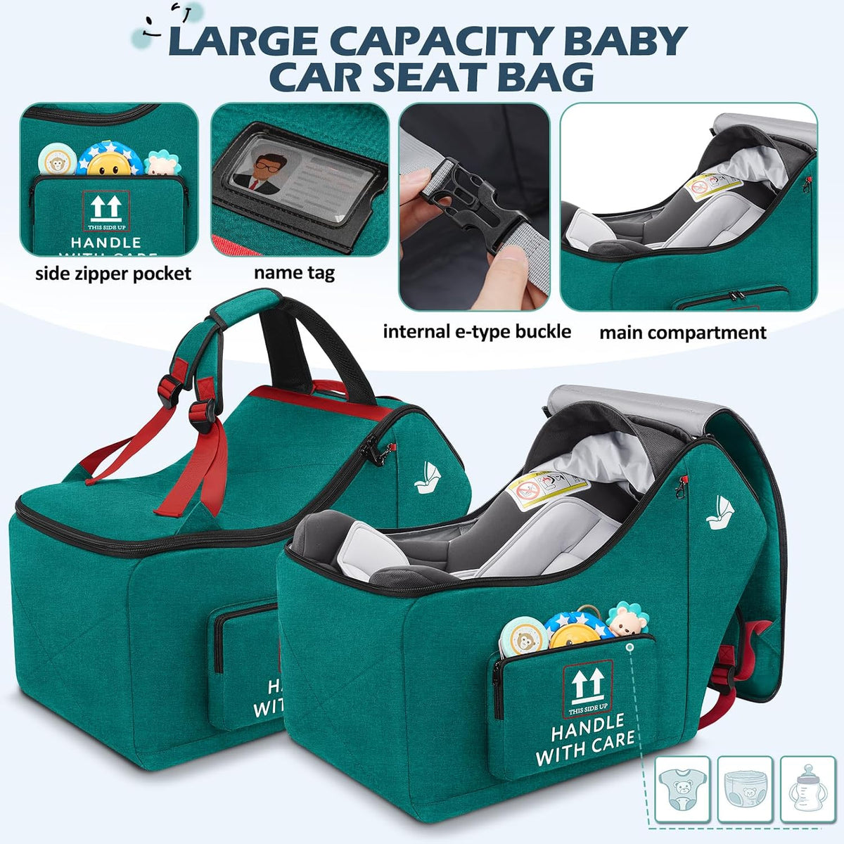 Infant Car Seat Travel Bag for Airplane Padded Car Seat Backpack