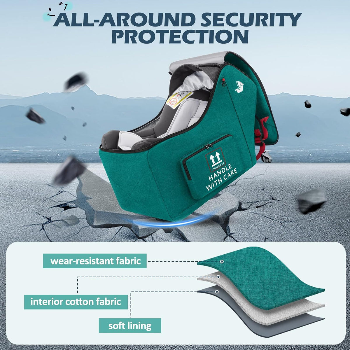 Infant Car Seat Travel Bag for Airplane Padded Car Seat Backpack