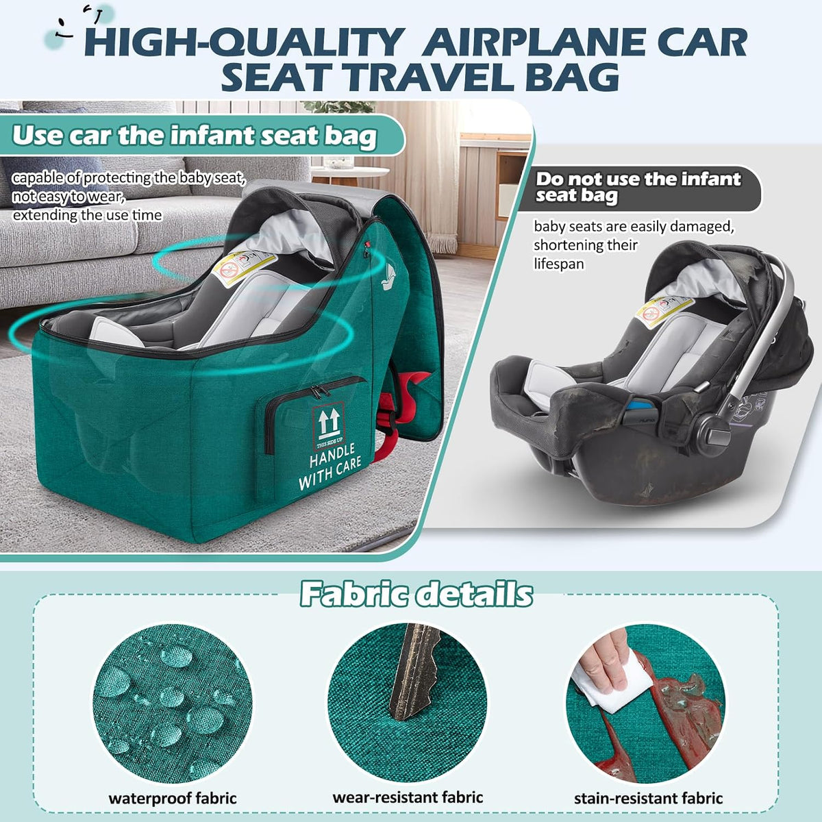 Infant Car Seat Travel Bag for Airplane Padded Car Seat Backpack