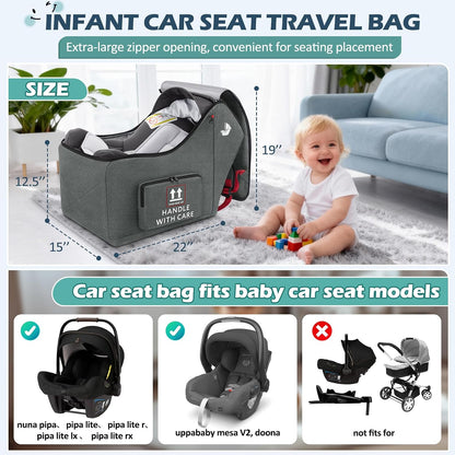 Infant Car Seat Travel Bag for Airplane Padded Car Seat Backpack