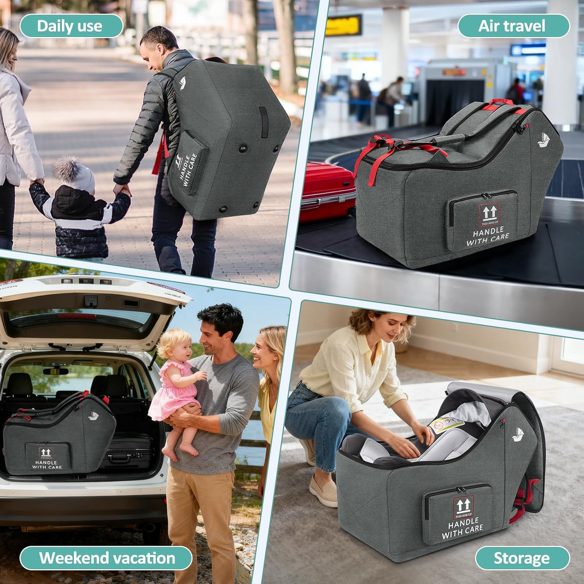 Infant Car Seat Travel Bag for Airplane Padded Car Seat Backpack