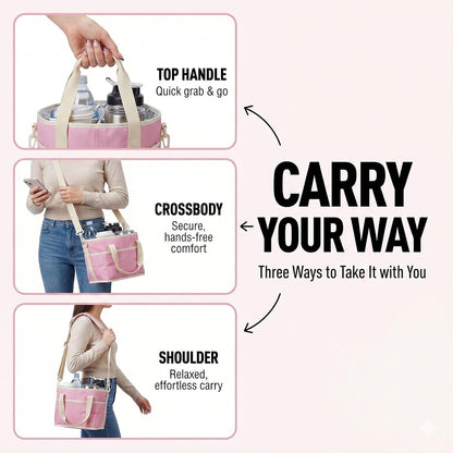 Drink Carrier Tote Bag, Family Size 4 Compartment Drink Bag | Insulated 4 Water Bottle Holder, Adjustable Strap,Multiple Tumbler Carrier Caddy for Car,Delivery,Family Outings Fits Any Cup