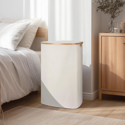 Slim Laundry Basket with Lid, 80L Narrow Laundry Hamper with Removable Bag, Clothes Hampers for Laundry with Bamboo Handles for Bathroom, Bedroom, Dorm & Laundry Room