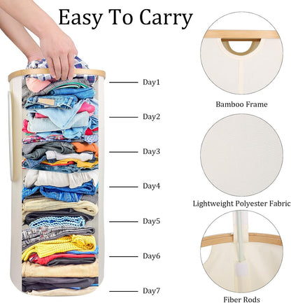Slim Laundry Basket with Lid, 80L Narrow Laundry Hamper with Removable Bag, Clothes Hampers for Laundry with Bamboo Handles for Bathroom, Bedroom, Dorm & Laundry Room