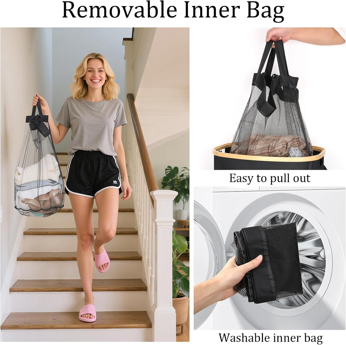 Slim Laundry Basket with Lid, 80L Narrow Laundry Hamper with Removable Bag, Clothes Hampers for Laundry with Bamboo Handles for Bathroom, Bedroom, Dorm & Laundry Room