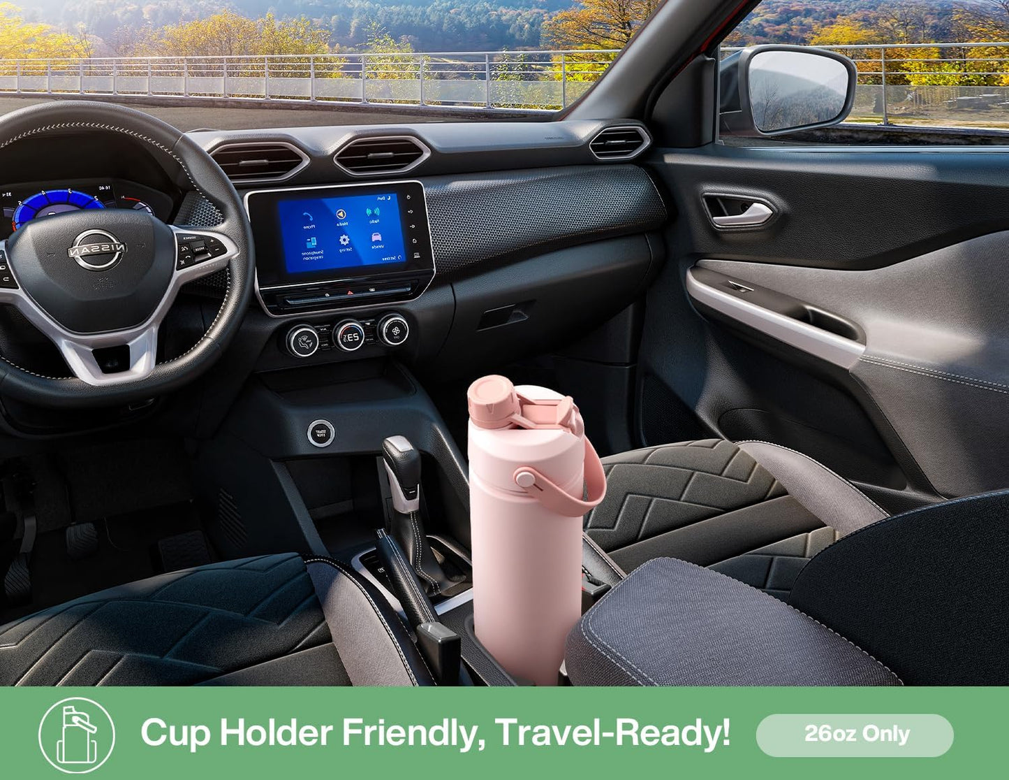 26 oz Insulated Water Bottle with 2-in-1 Straw and Spout Lid, Keep Cold 24H, Leak-Proof, Fits in Car Cup Holder, Stainless Steel Water Bottle for Sports, Gym, Travel, and School (Mousse) - Colors B