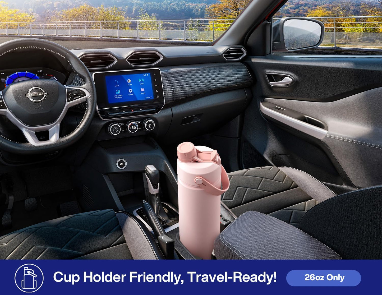 26 oz Insulated Water Bottle with 2-in-1 Straw and Spout Lid, Keep Cold 24H, Leak-Proof, Fits in Car Cup Holder, Stainless Steel Water Bottle for Sports, Gym, Travel, and School (Mousse) - Colors B