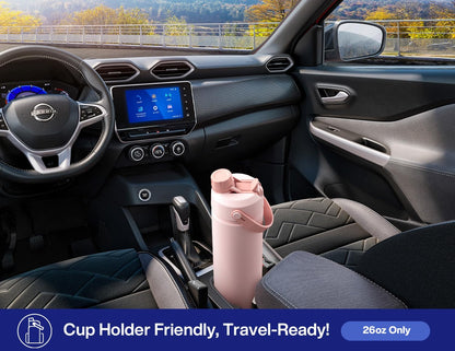 26 oz Insulated Water Bottle with 2-in-1 Straw and Spout Lid, Keep Cold 24H, Leak-Proof, Fits in Car Cup Holder, Stainless Steel Water Bottle for Sports, Gym, Travel, and School (Mousse) - Colors B