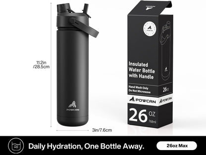 26 oz Insulated Water Bottle with 2-in-1 Straw and Spout Lid, Keep Cold 24H, Leak-Proof, Fits in Car Cup Holder, Stainless Steel Water Bottle for Sports, Gym, Travel, and School (Mousse) - Colors B