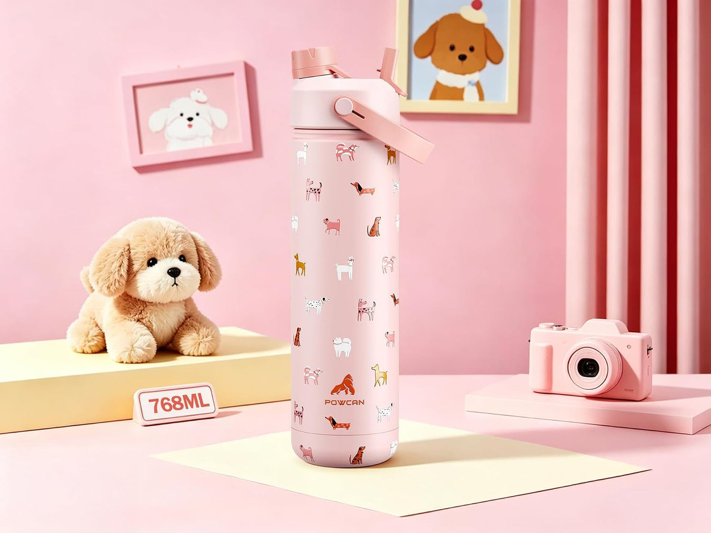 26 oz Insulated Water Bottle with 2-in-1 Straw and Spout Lid, Keep Cold 24H, Leak-Proof, Fits in Car Cup Holder, Stainless Steel Water Bottle for Sports, Gym, Travel, and School (Mousse) - Colors B