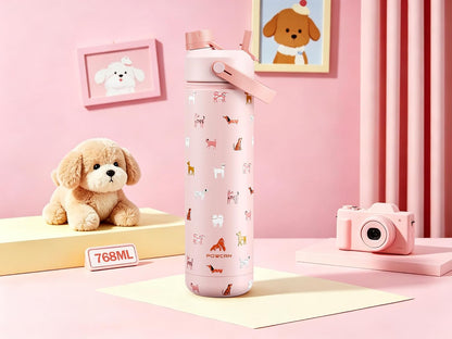 26 oz Insulated Water Bottle with 2-in-1 Straw and Spout Lid, Keep Cold 24H, Leak-Proof, Fits in Car Cup Holder, Stainless Steel Water Bottle for Sports, Gym, Travel, and School (Mousse) - Colors B