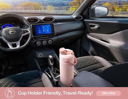 26 oz Insulated Water Bottle with 2-in-1 Straw and Spout Lid, Keep Cold 24H, Leak-Proof, Fits in Car Cup Holder, Stainless Steel Water Bottle for Sports, Gym, Travel, and School (Mousse) - Colors B