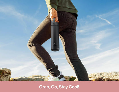 26 oz Insulated Water Bottle with 2-in-1 Straw and Spout Lid, Keep Cold 24H, Leak-Proof, Fits in Car Cup Holder, Stainless Steel Water Bottle for Sports, Gym, Travel, and School (Mousse) - Colors B