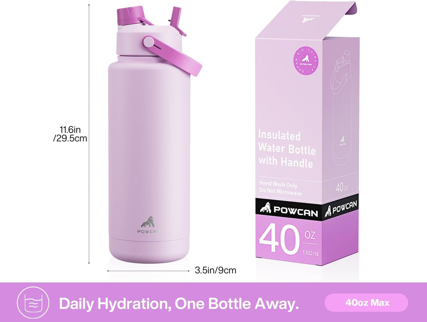 26 oz Insulated Water Bottle with 2-in-1 Straw and Spout Lid, Keep Cold 24H, Leak-Proof, Fits in Car Cup Holder, Stainless Steel Water Bottle for Sports, Gym, Travel, and School (Mousse) - Colors B