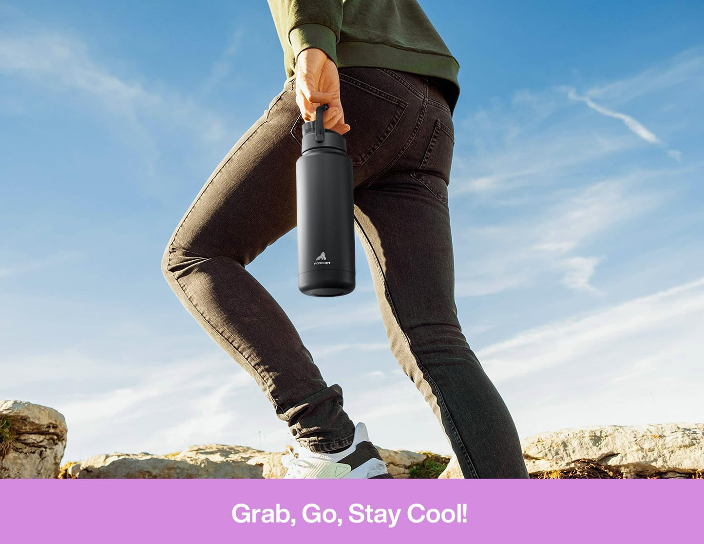 26 oz Insulated Water Bottle with 2-in-1 Straw and Spout Lid, Keep Cold 24H, Leak-Proof, Fits in Car Cup Holder, Stainless Steel Water Bottle for Sports, Gym, Travel, and School (Mousse) - Colors B