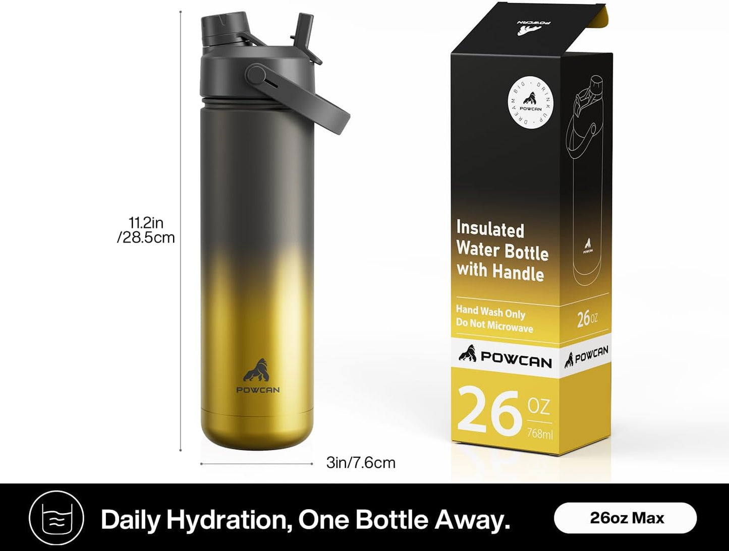 26 oz Insulated Water Bottle with 2-in-1 Straw and Spout Lid, Keep Cold 24H, Leak-Proof, Fits in Car Cup Holder, Stainless Steel Water Bottle for Sports, Gym, Travel, and School (Mousse) - Colors B