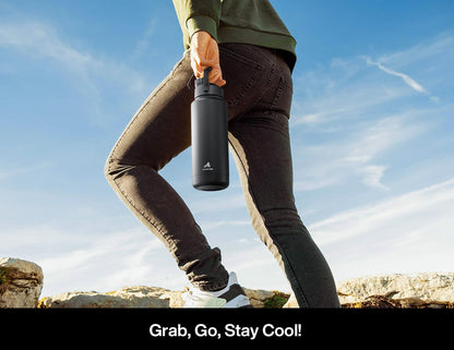 26 oz Insulated Water Bottle with 2-in-1 Straw and Spout Lid, Keep Cold 24H, Leak-Proof, Fits in Car Cup Holder, Stainless Steel Water Bottle for Sports, Gym, Travel, and School (Mousse) - Colors B