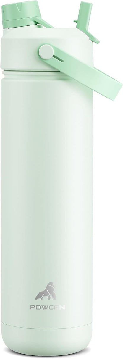 26 oz Insulated Water Bottle with 2-in-1 Straw and Spout Lid, Keep Cold 24H, Leak-Proof, Fits in Car Cup Holder, Stainless Steel Water Bottle for Sports, Gym, Travel, and School (Mousse) - Colors B