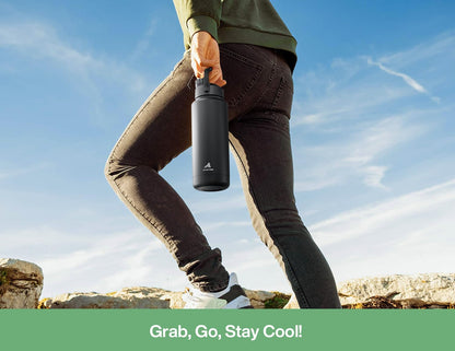 26 oz Insulated Water Bottle with 2-in-1 Straw and Spout Lid, Keep Cold 24H, Leak-Proof, Fits in Car Cup Holder, Stainless Steel Water Bottle for Sports, Gym, Travel, and School (Mousse) - Colors B