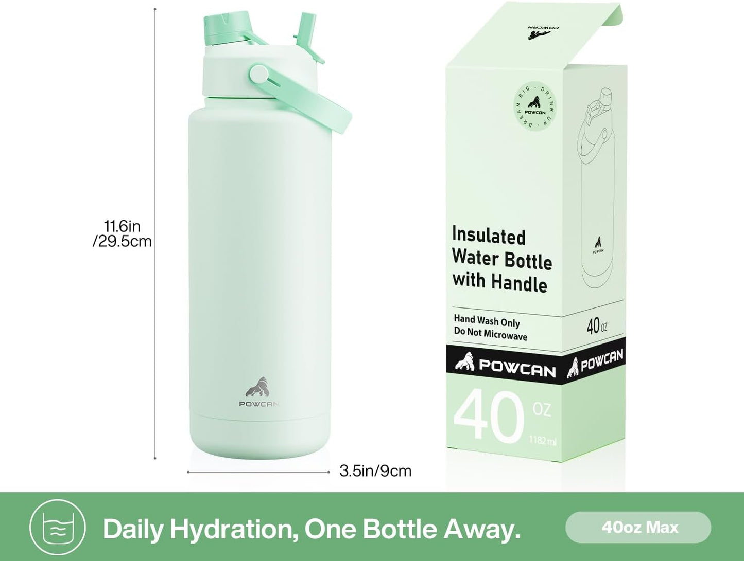 26 oz Insulated Water Bottle with 2-in-1 Straw and Spout Lid, Keep Cold 24H, Leak-Proof, Fits in Car Cup Holder, Stainless Steel Water Bottle for Sports, Gym, Travel, and School (Mousse) - Colors B