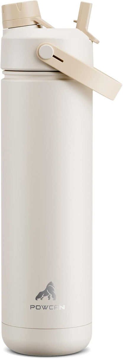 26 oz Insulated Water Bottle with 2-in-1 Straw and Spout Lid, Keep Cold 24H, Leak-Proof, Fits in Car Cup Holder, Stainless Steel Water Bottle for Sports, Gym, Travel, and School (Mousse) - Colors B